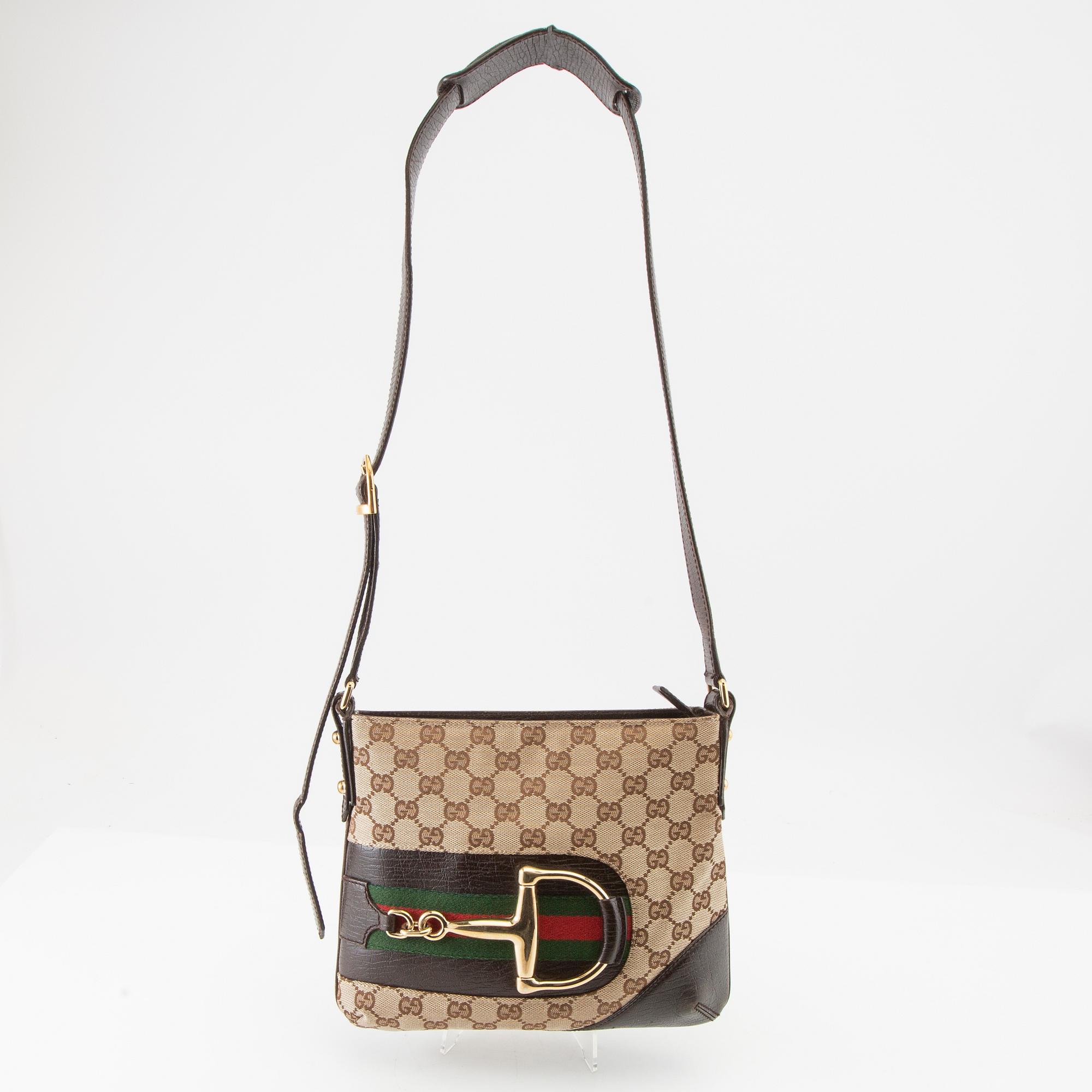 Gucci, axelremsväska Horsebit Canvas Sherry Line.