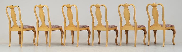 STOLAR, 6 st, samt KARMSTOLAR, 2 st, rokokostil, Svensk Möbelindustri, 1900-talets början.