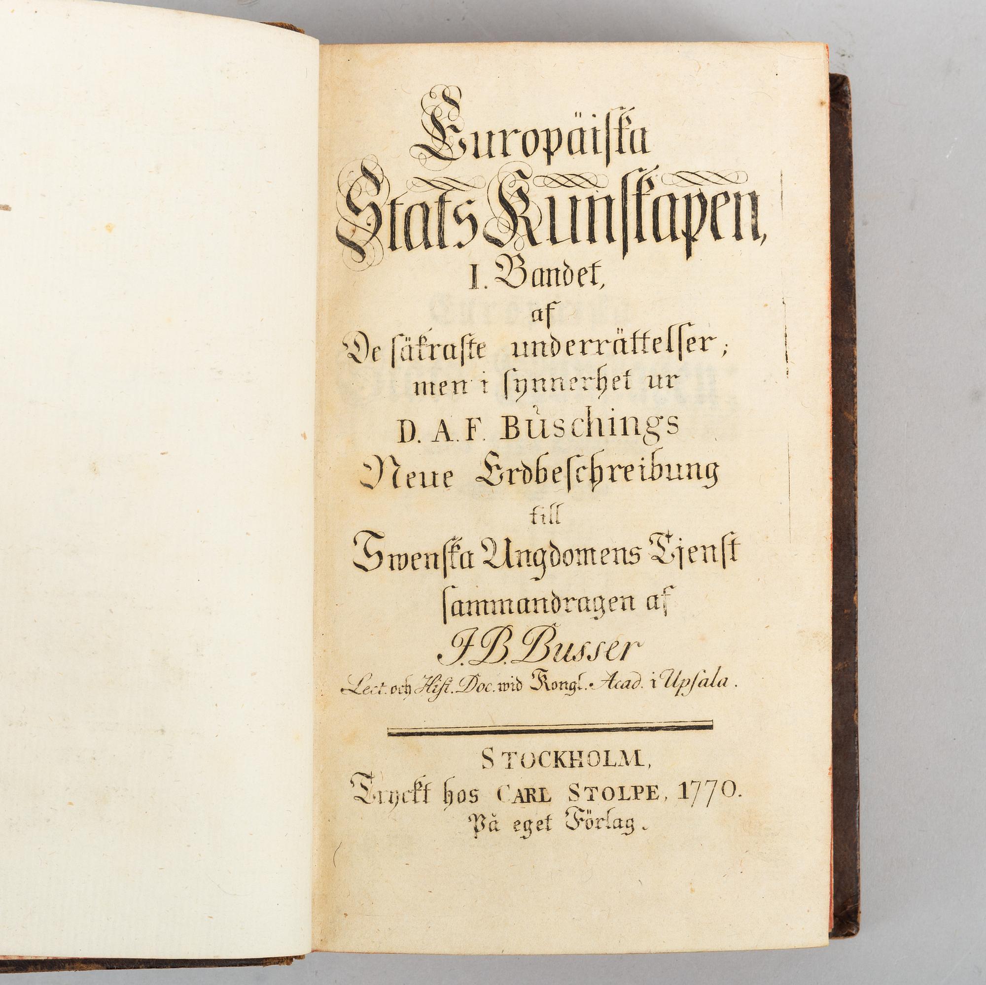 Historia, bl. a. med graverade myntplanscher, (2 vol.).