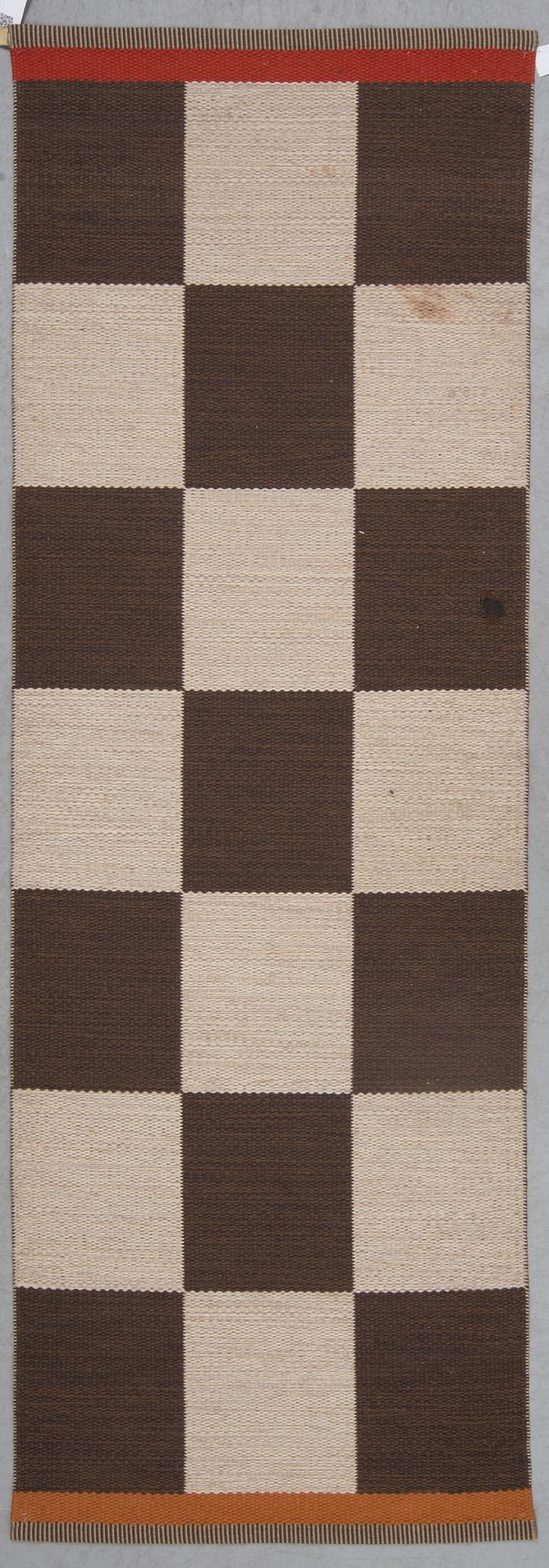 A machine woven runner, "Arkad Checkerboard", Gunilla Lagerhem-Ullberg, Kasthall, 242 x 82 cm.
