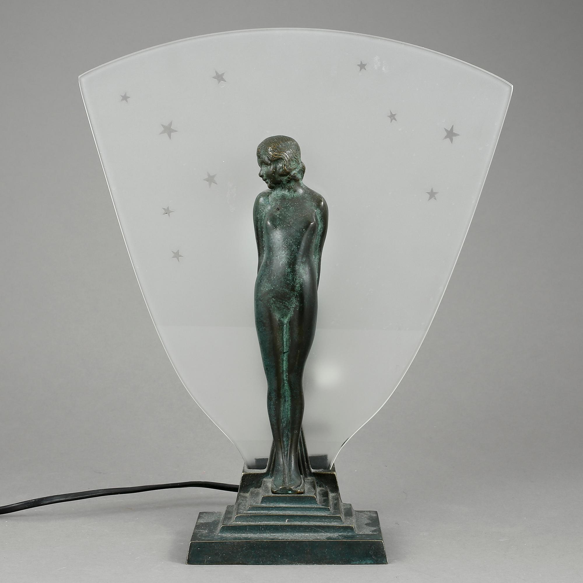 BORDSLAMPA, brons, 1900-talets andra kvartal.