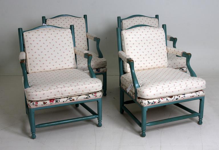 FÅTÖLJER, 4 st, s k Gripsholmsfåtöljer, 1900-tal.