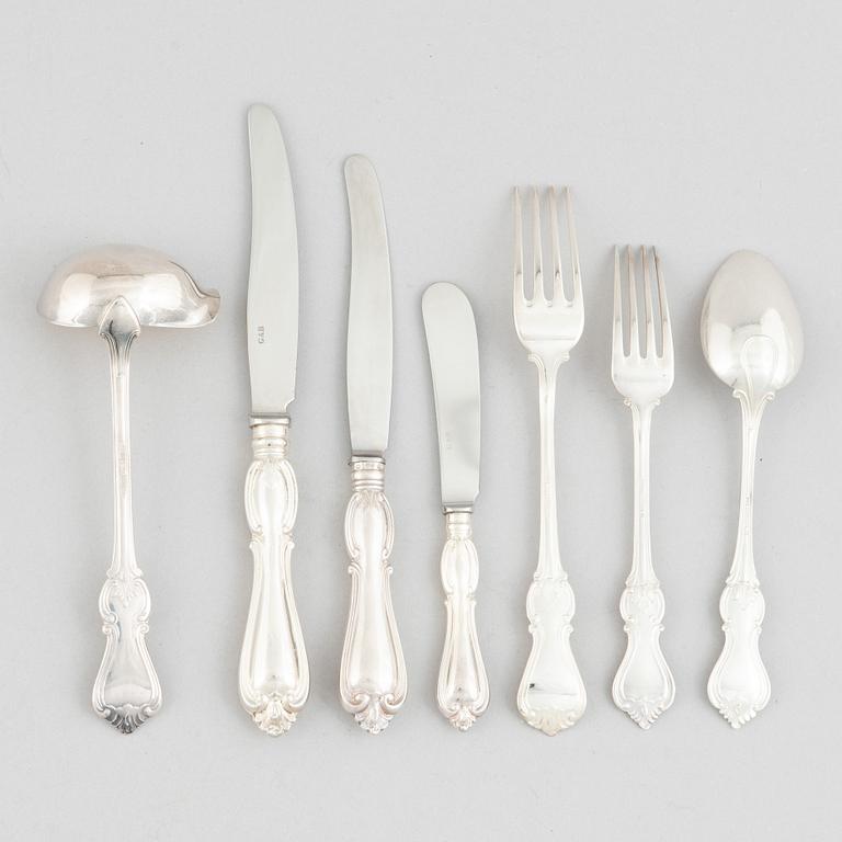 Cutlery service, 63 pieces, silver model Olga, GAB and CG Hallberg, 1960s-70s.