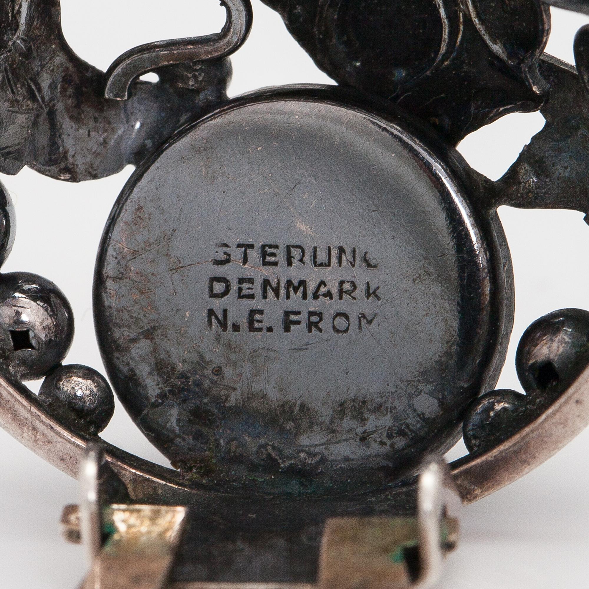 Örhängen, sterlingsilver, bärnsten. N E From, Danmark.