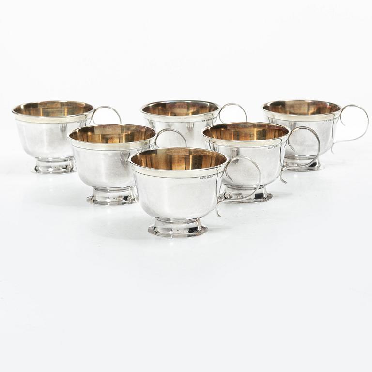 Six Swedish silver cups, mark of Arkala Johanna Gottschalk, Stockholm, 1960s.