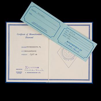 DIAMANT, briljantslipad 0,71 ct F-G (Top Wesselton) / VS1.