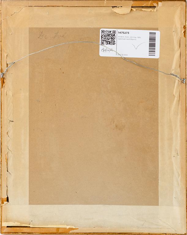 Anders Zorn, etsning, 1916, signerad med blyerts.