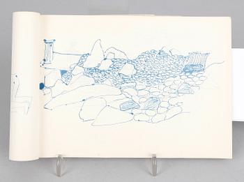 AXEL OLSON, skissblock med 39 skisser, blått bläck.