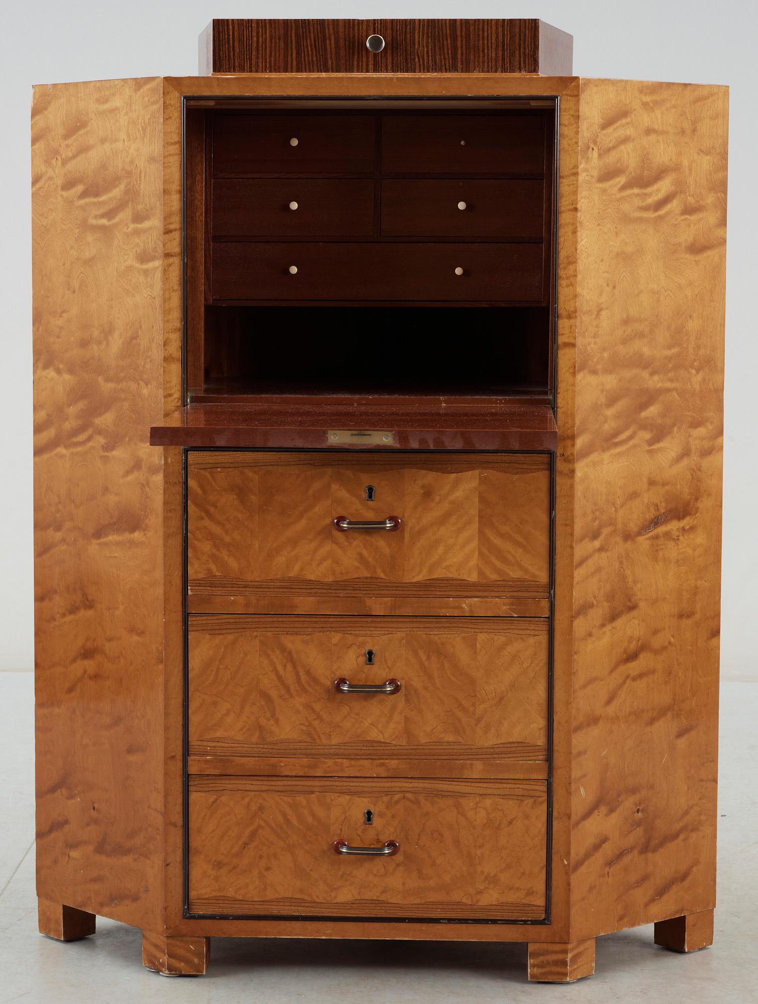 SEKRETÄR/HÖRNSKÅP, art deco, 1930-/40-tal.