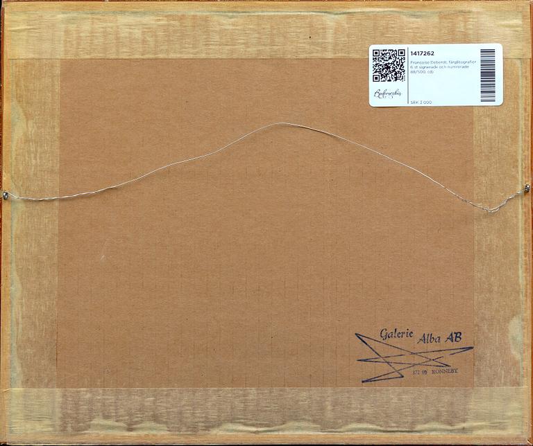 Francoise Deberdt, a set of six cloour lithographs signed and numbered 88/500.