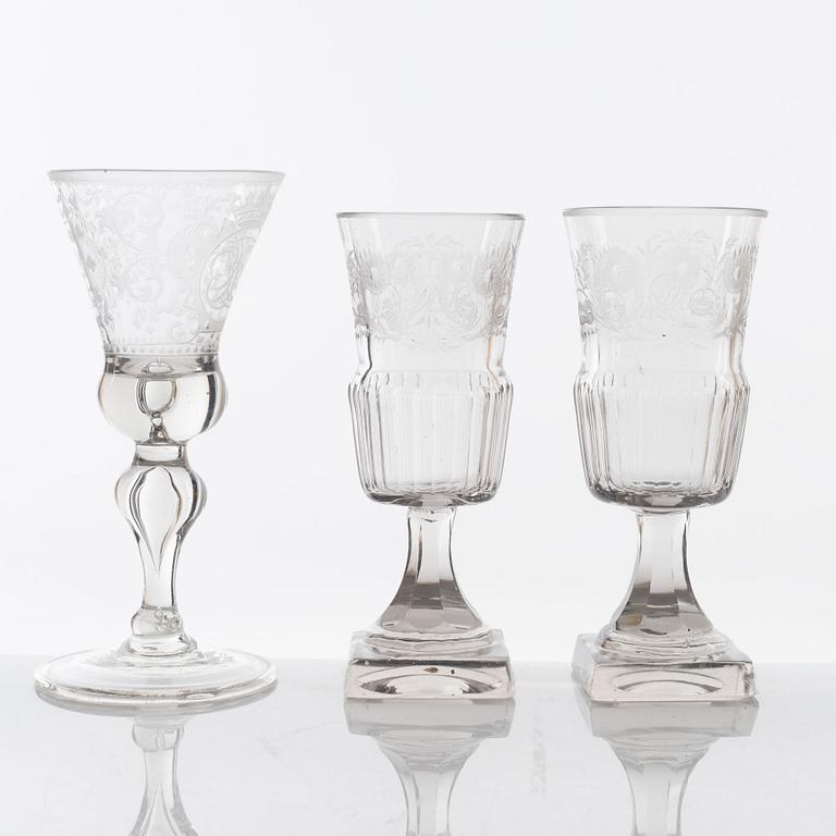 Ten different glasses, 19th century.