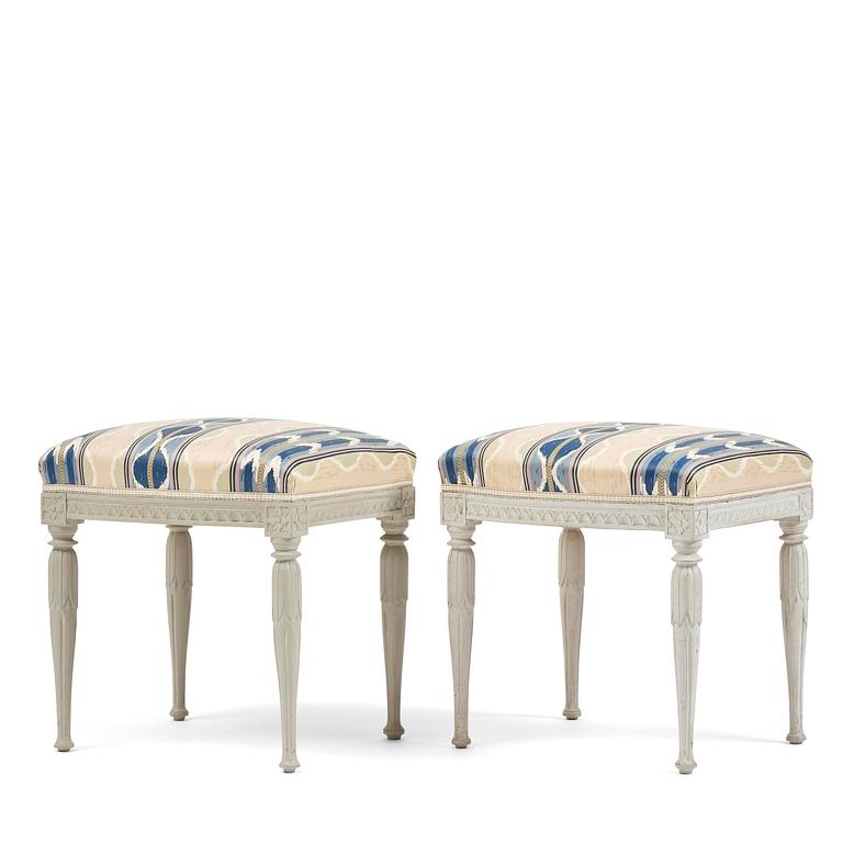 A pair of late Gustavian stools by J. Hammarström (master in Stockholm 1794-1812).