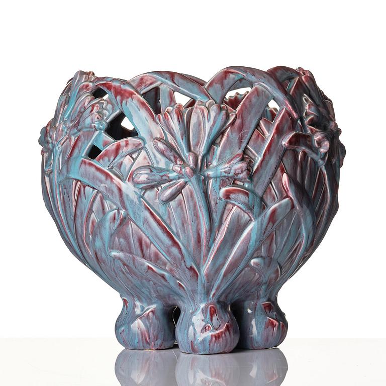 Gunnar Wennerberg, a glazed ceramic flower pot, Gustavsberg, ca 1898.