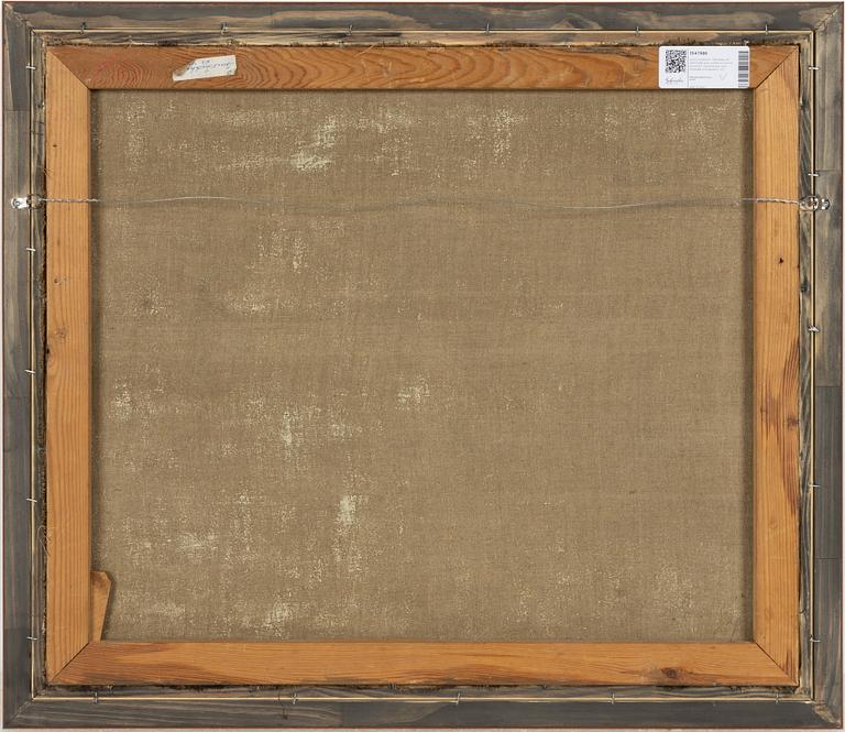 Louis Lindholm, Manteau de cheminée avec plante en pot et pommes (Mantlepiece with potted plant and apples).