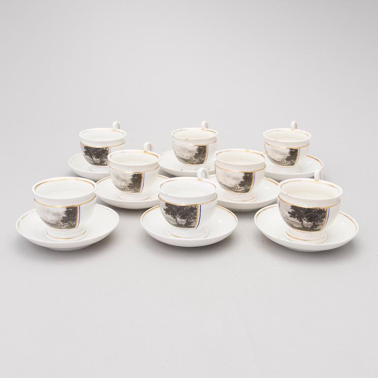 A set of eight porcelain coffee cups from the first half of the 19th Century.