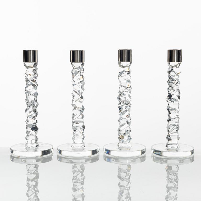 Lena Bergström, a group of four 'Carat' candlesticks, Orrefors.