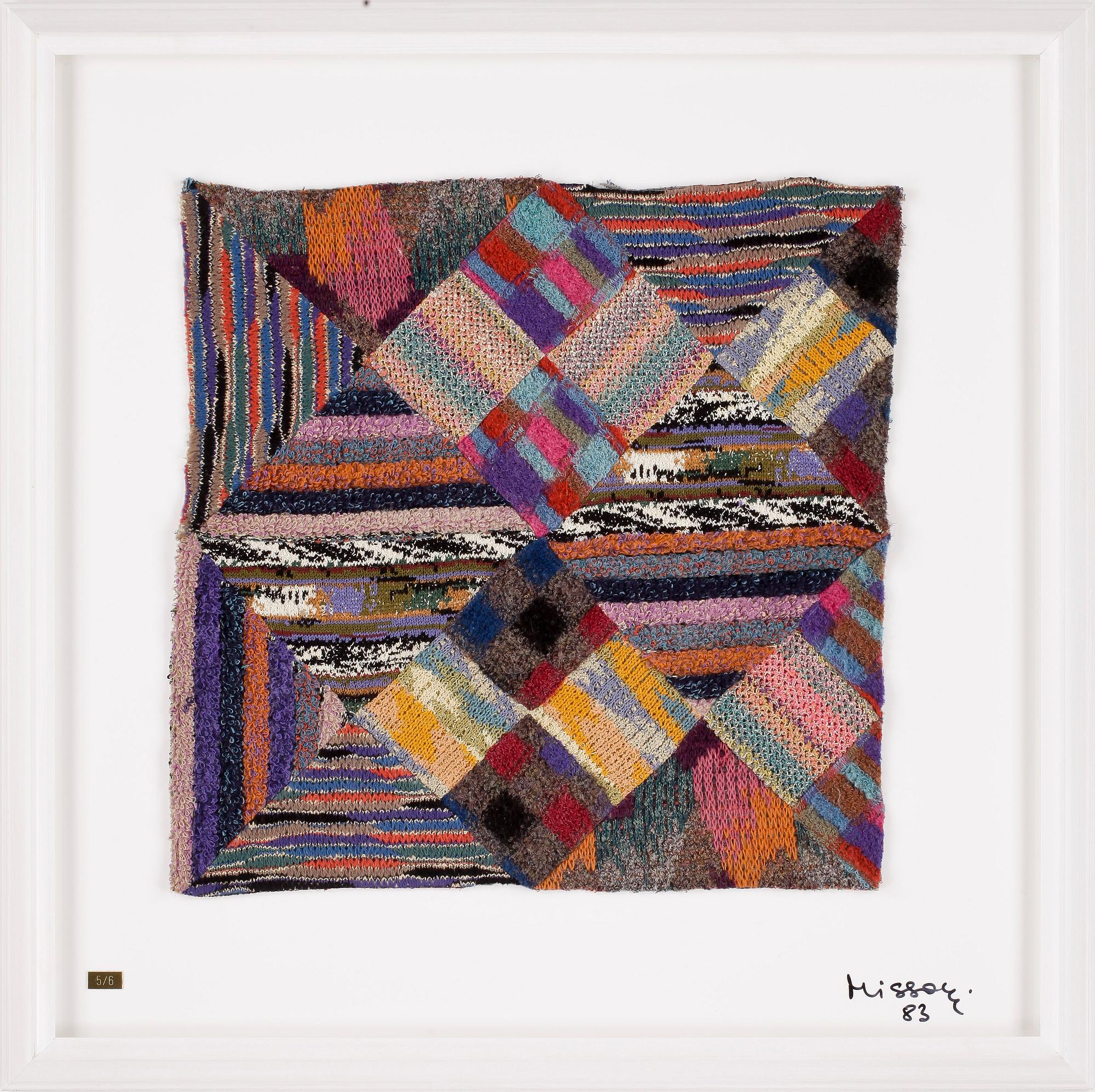 OTTAVIO MISSONI, multipel, textil på plexiglas, signerad och numrerad 5/6, daterad -83.