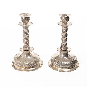 C.G. Hallberg, Candlesticks, a pair, Baroque style, silver, Stockholm 1932.