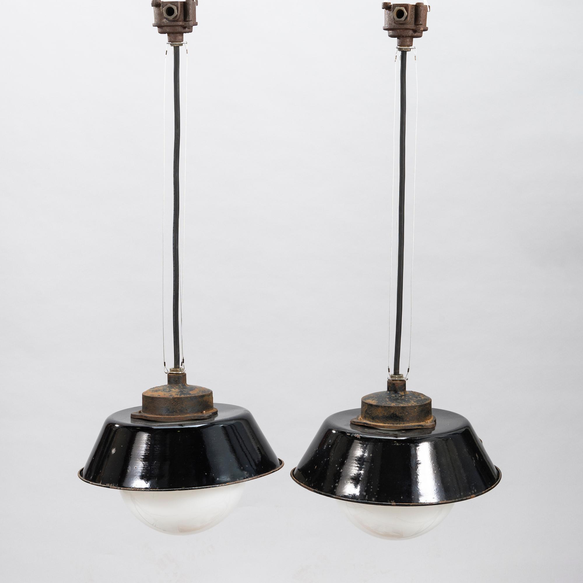 PAAVO TYNELL, Two 1930's '2521-53' industrial light for Taito Finland.