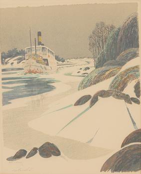 Roland Svensson, lithograph in colours, signed HC XVII/L.