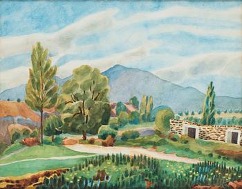 373. Josef Frank, a watercolour of a Southern European landscape, not signed.