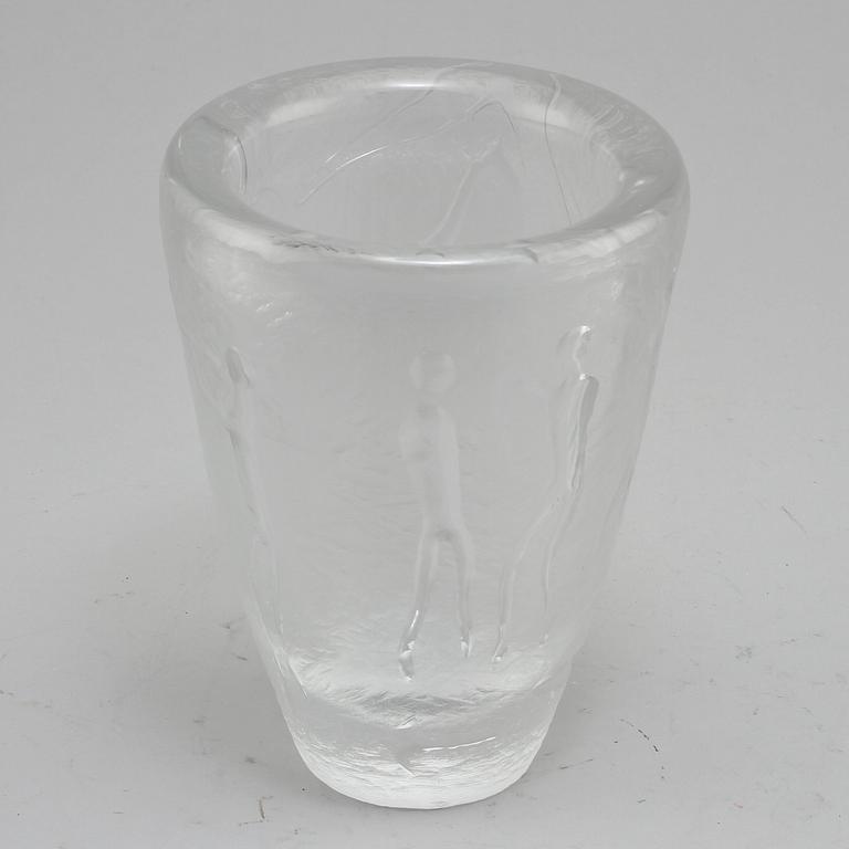 VAS och SKÅL, glas, Vicke Lindstrand, Kosta, 1900-talets mitt/andra hälft.