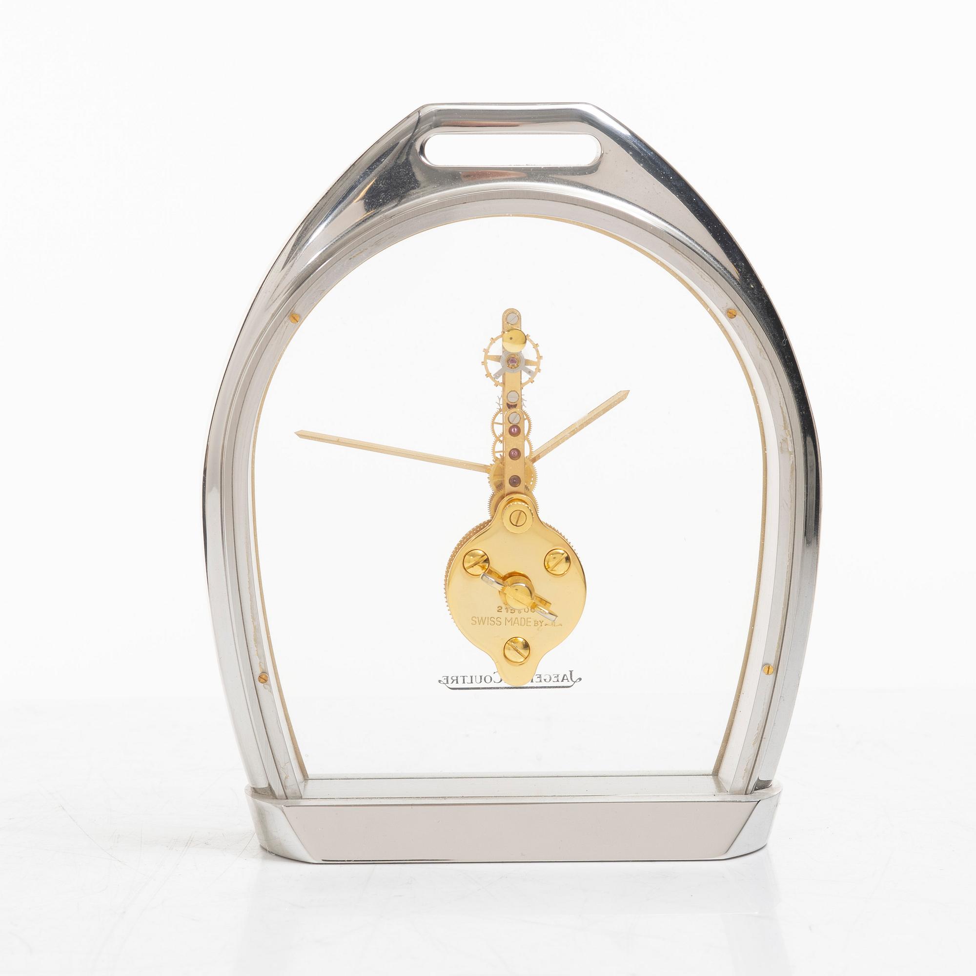 Jeager Lecoultre, a stirrup table clock, Switzerland, mid 20th century.