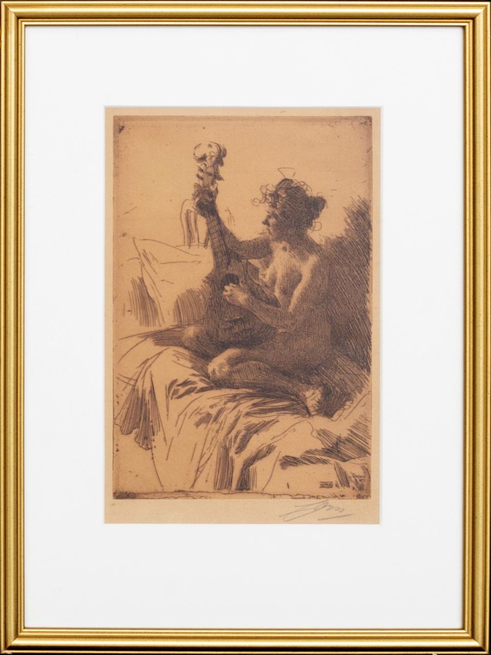 Anders Zorn, a signed etching from 1895.