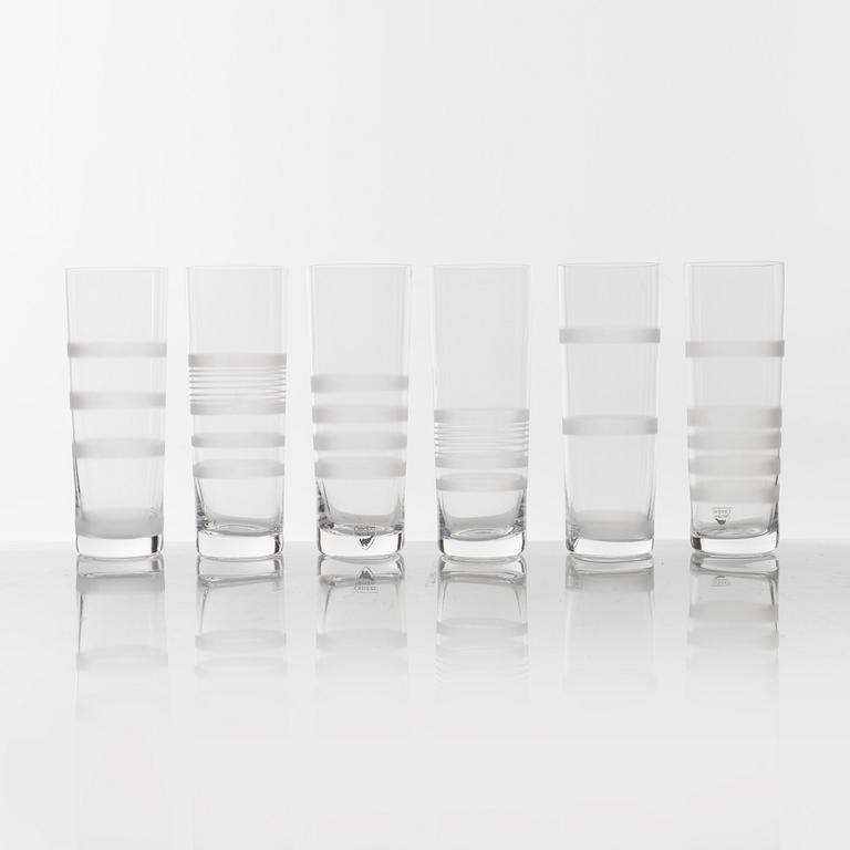 Ingegerd Råman, champagneglas, 6 st, "Slowfox", Orrefors, 1900-talets senare del.