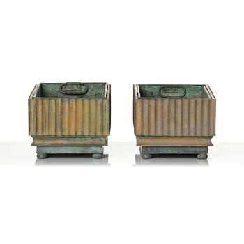Swedish Grace, a pair of bronze planters, 1920s-1930s.