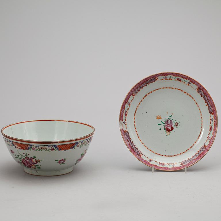 SKÅL samt FAT, porslin, Kina, Qing dynastin, Qianlong (1736-95).