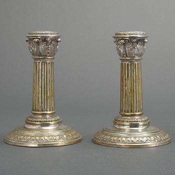 LJUSSTAKAR, ett par, silver, Lars Larson & Co, Stockholm, 1891. Vikt ca 289g.