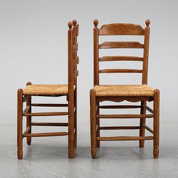 A set of six French ladder back, rush seat chairs, first half of the 20th century.