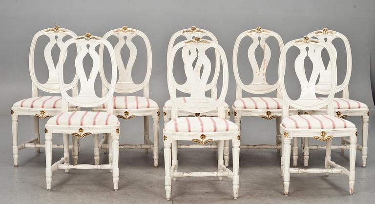 STOLAR, 8 st, gustaviansk stil. omkring 1900.