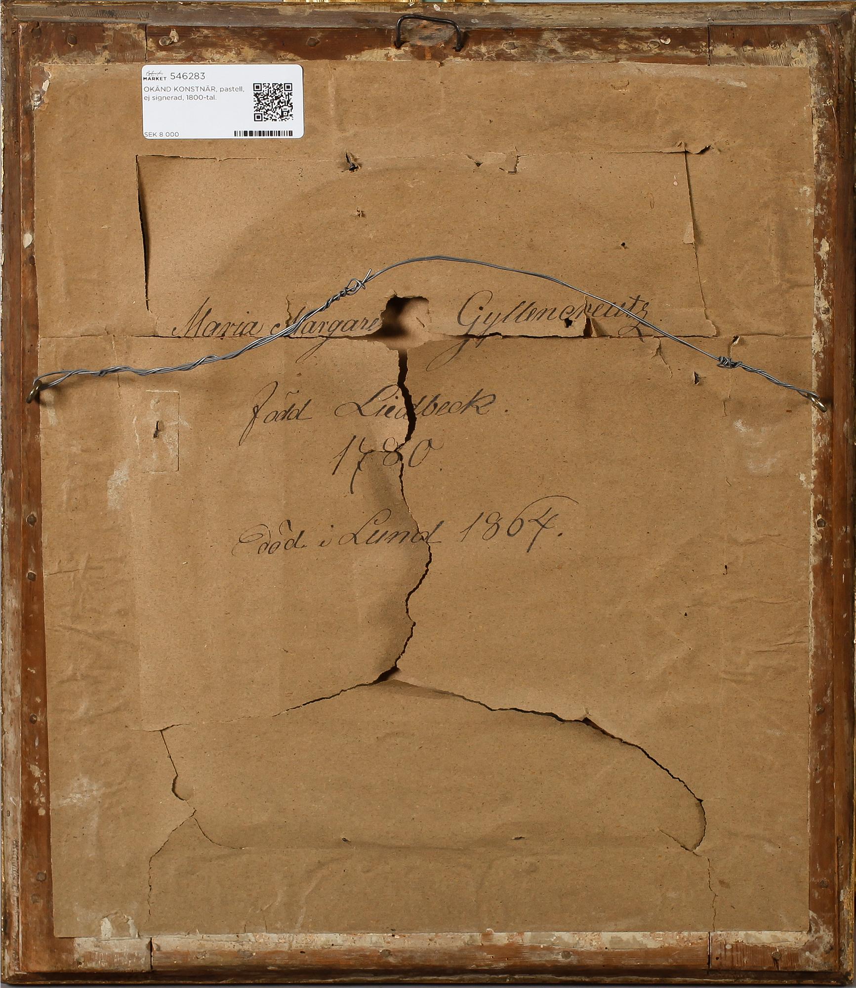 OKÄND KONSTNÄR, pastell, ej signerad, 1800-tal.