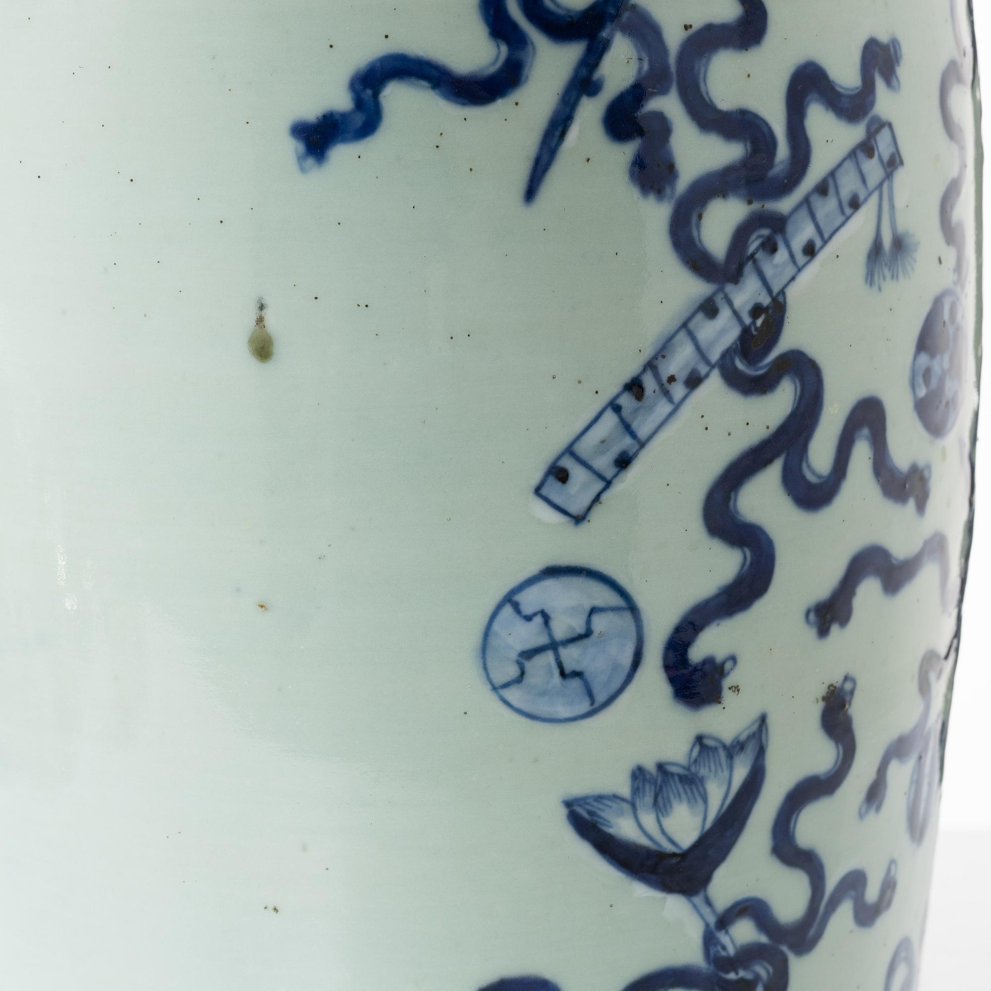 A large Chinese blue and white on celadon ground vase, early 20th century.