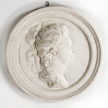 MEDALJONG, gips, efter original från 1700-talet av Johan Tobias Sergel, 1980-tal.