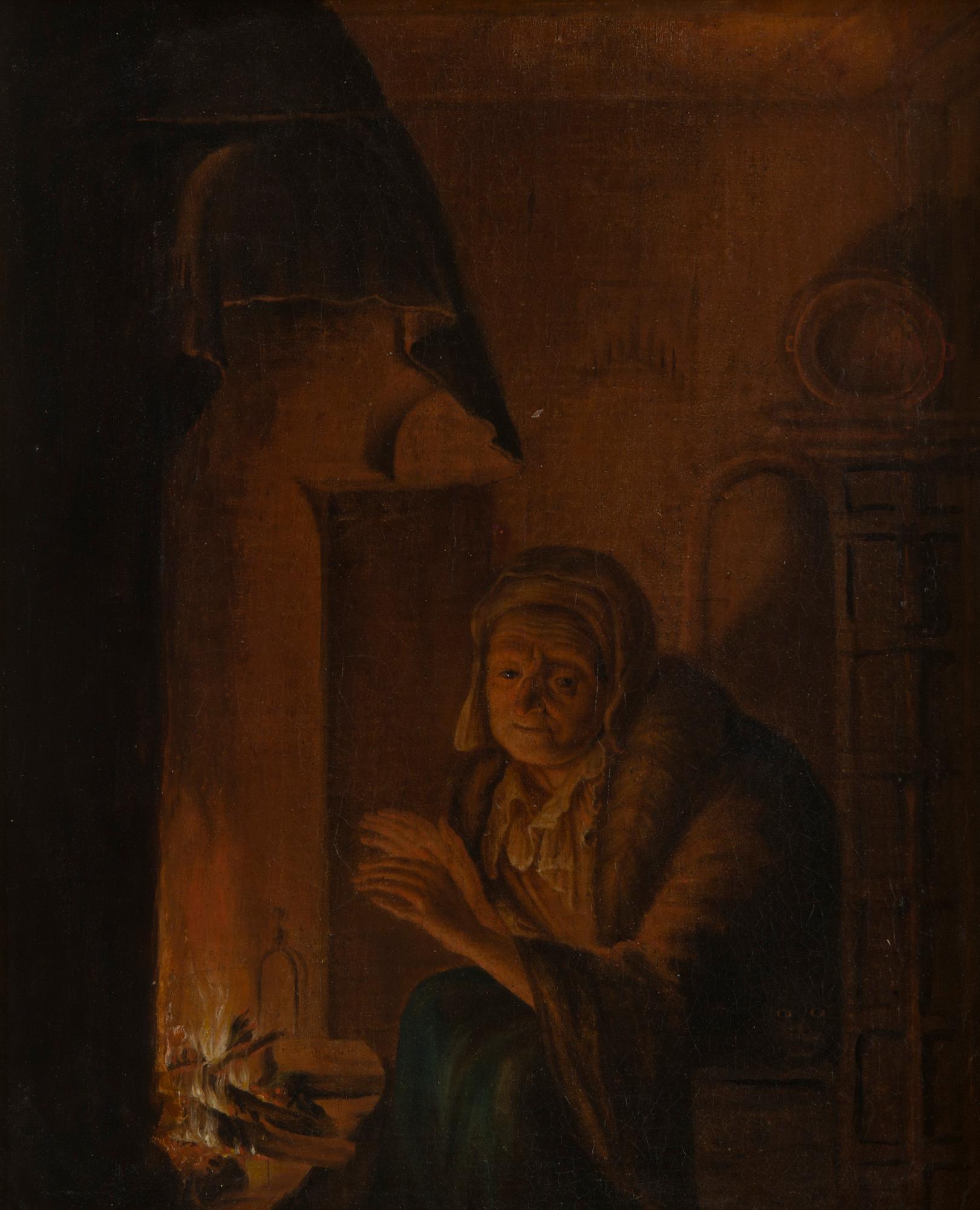 Pehr Hörberg, tillskriven, Gumma vid spisen.