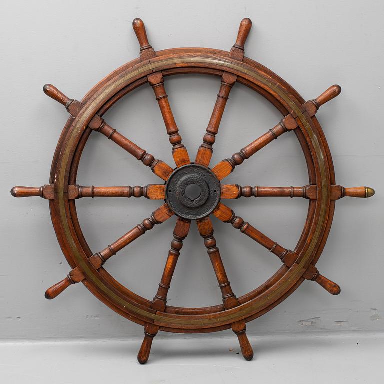 A ship's steering wheel.