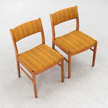 A dining table and four chairs, second half of the 20th century.