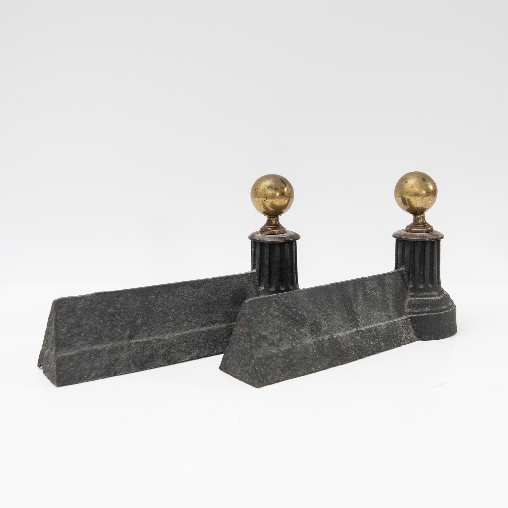 Fire dogs, a pair, first half of the 20th century.