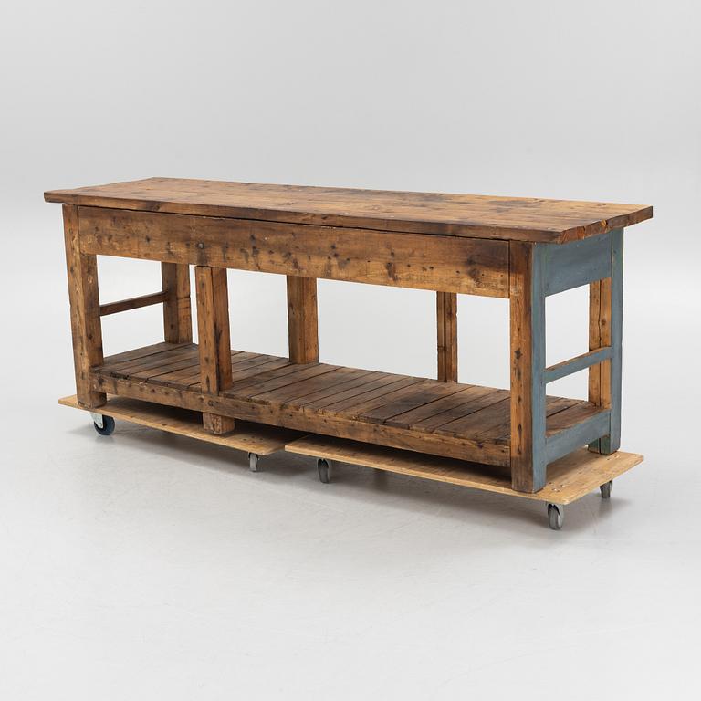 A farm house style sideboard/working bench, first half of the 20th century.