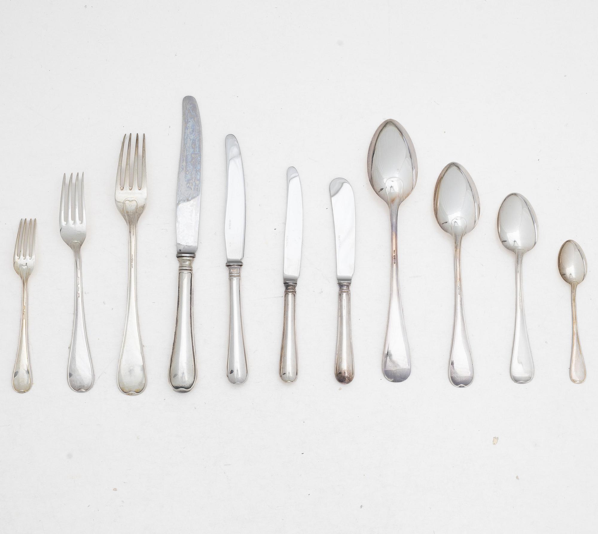 Cutlery set, 149 pieces, silver, “Svensk” pattern, including CG Hallberg, Stockholm 1939.