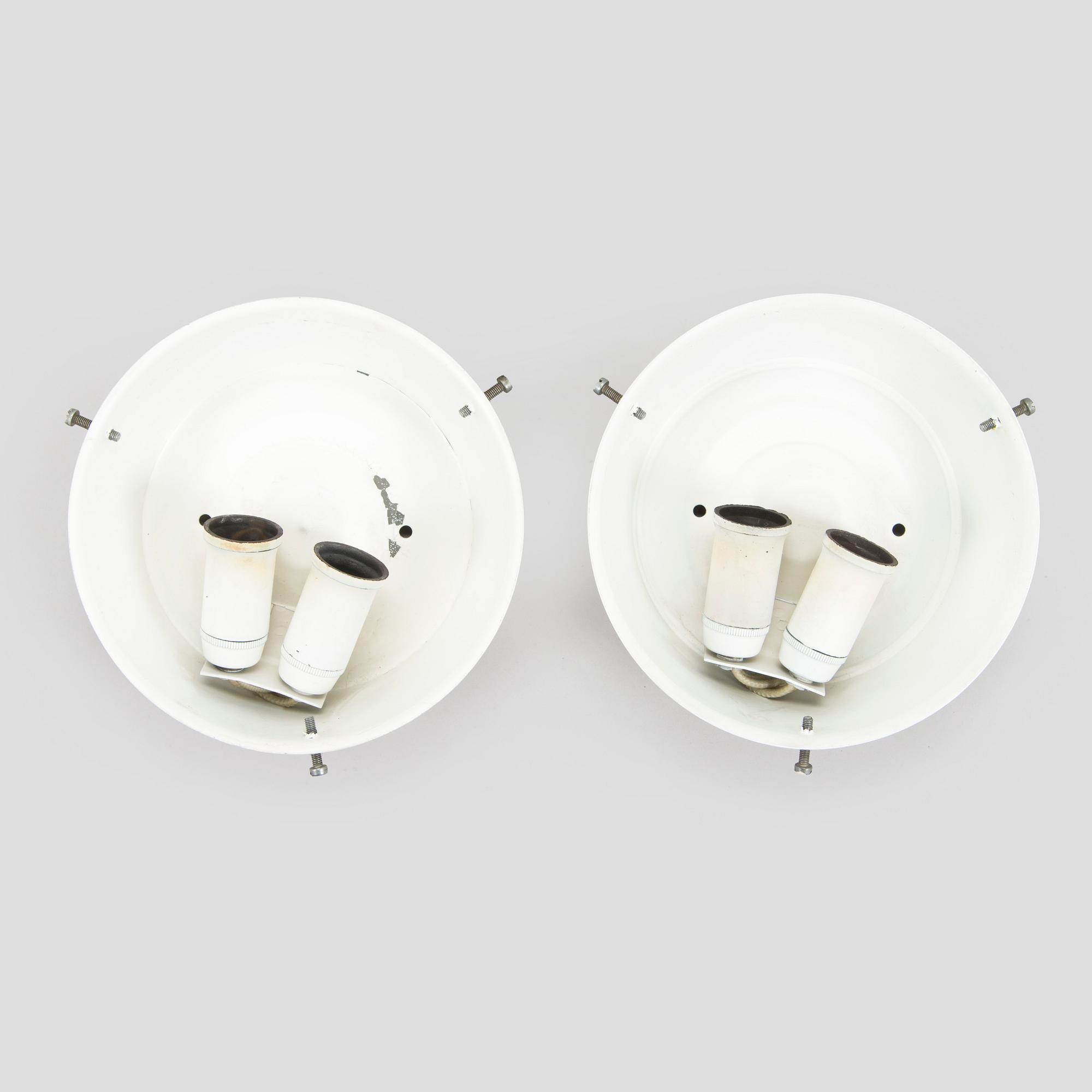Arne Jacobsen, ceiling lamps/wall lamps, a pair, "AJ-Eklipta", Louis Poulsen, Denmark.