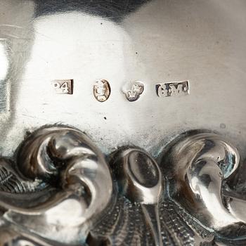 A pair of silver candlesticks, marks Gustaf Möllenborg, Stockholm 1845.