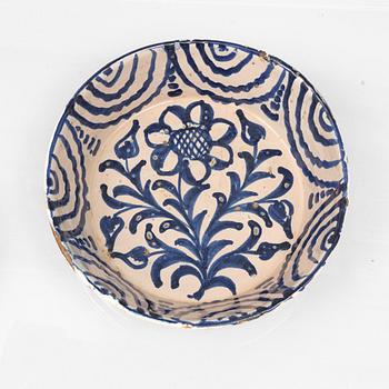 Two faience bowls, Spain, late 19th Century.