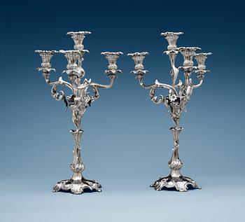 A pair of Swedish 19th century silver candelabra, makers mark of  Gustaf Möllenborg Feron 1861.