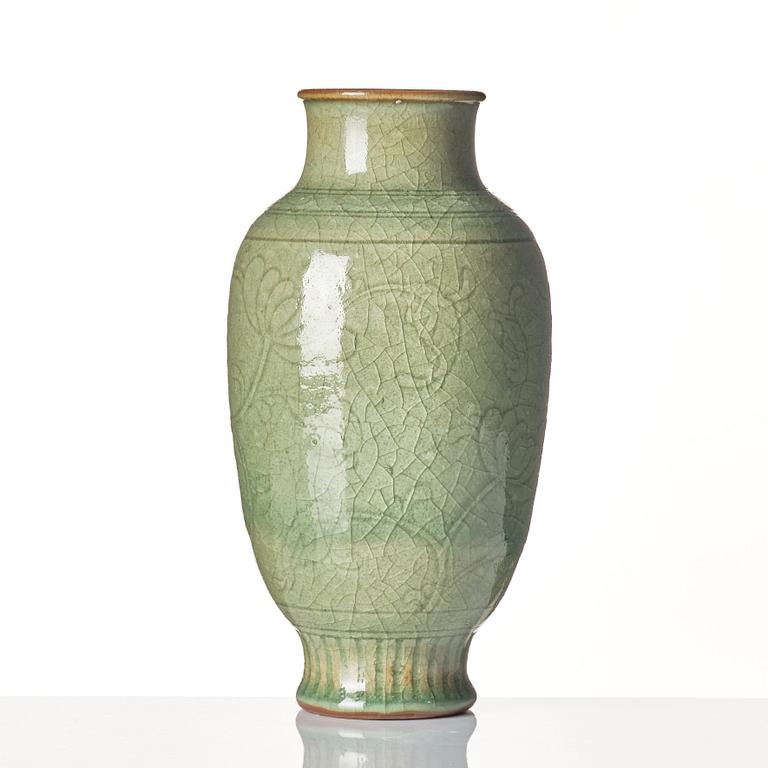 A celadon vase, Ming dynasty (1368-1644).