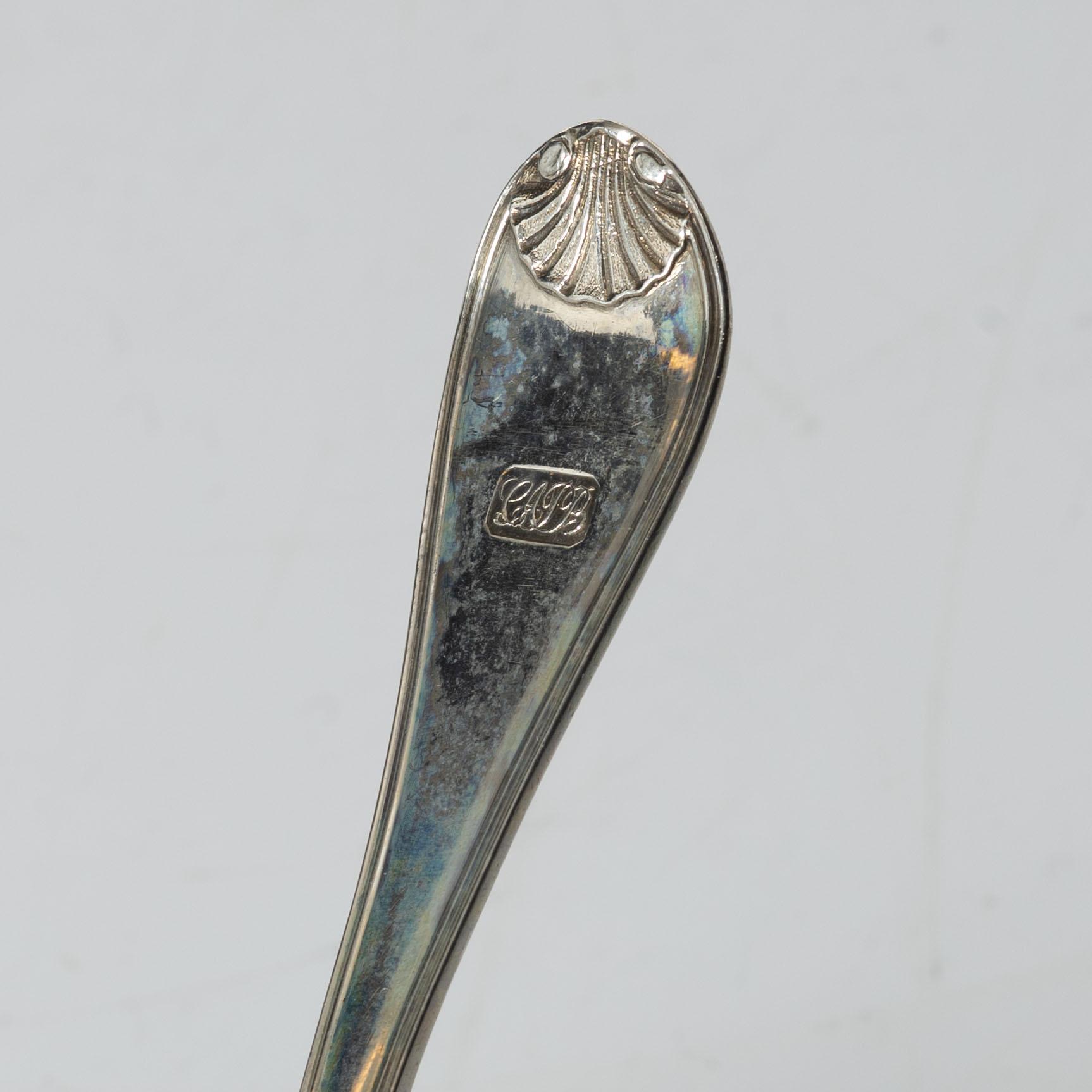 A set of three Swedish silver sauce ladles and a small sauce bowl, mark of Johan Petter Grönwall,  Stockholm 1824-37.