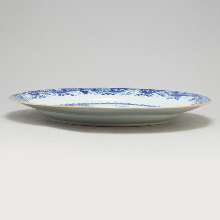 A large blue and white charger, Qing dynasty, Qianlong (1736-95).
